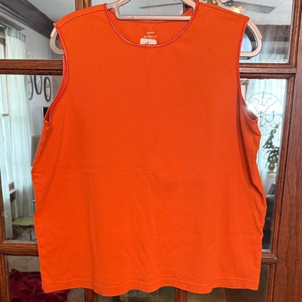 CJ Banks Rust Orange Sleeveless Tank with Satin Trim